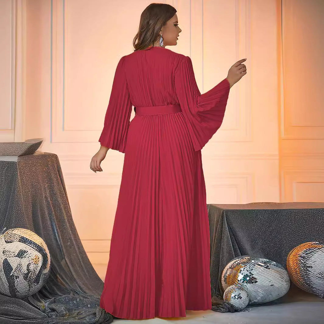 Women's Long-sleeved V-neck Dress