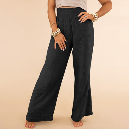 Slim-fit Slimming Solid Color Casual Trousers