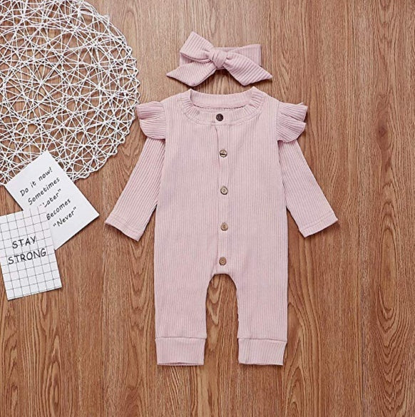 Abby Romper Jumpsuit with Matching Hair Bow