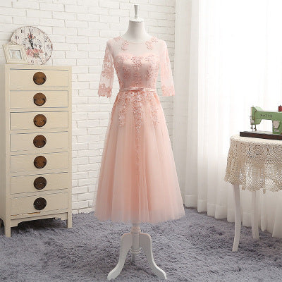 New Spring And Autumn Wedding Mid-Length Banquet Evening Dress