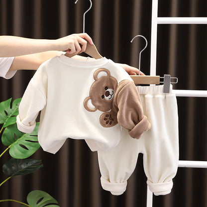 Boys' Autumn And Winter Plush Sweater Set