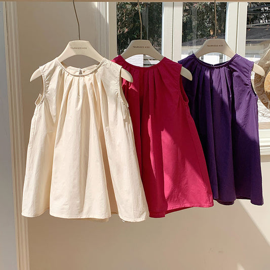 Children's Gentle Sweet Dress All-match Round Sleeveless Shirt