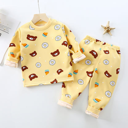 Children Velvet Thermal Underwear Suit