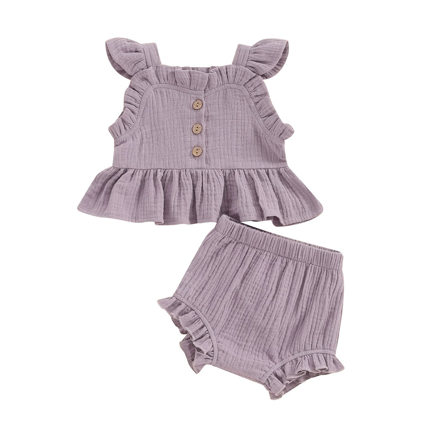 Girls Summer Suspender Shorts Suit