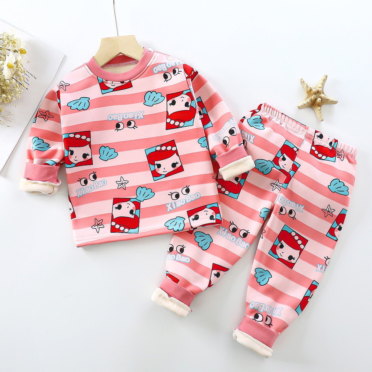 Children Velvet Thermal Underwear Suit