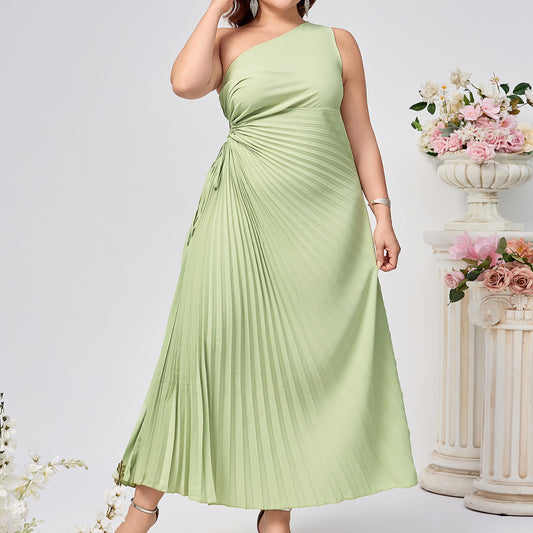 One Shoulder Waist Hollow Dress