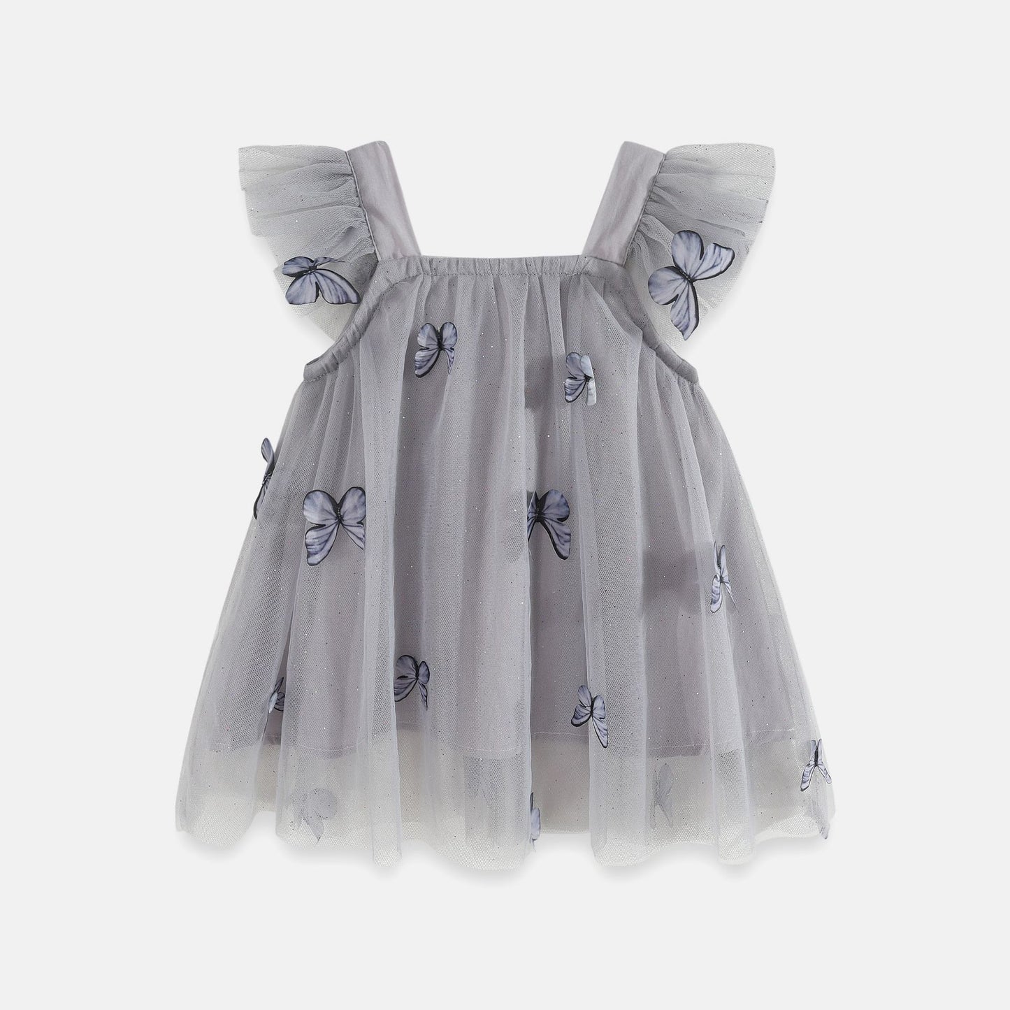 Flounced Sleeve Mesh Children Sling Dress