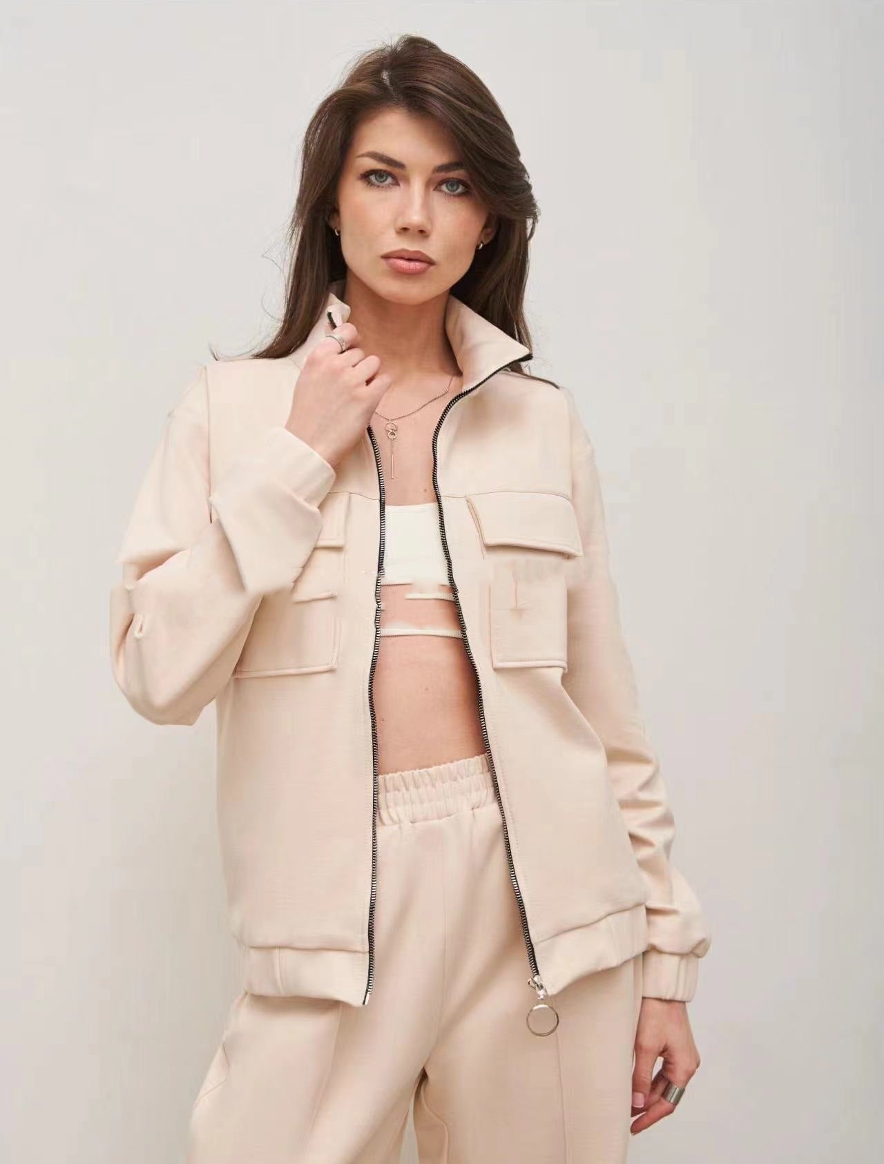 American Retro Washed Long Sleeve Cardigan Shirt Loose Casual Trousers Japanese Sweater Suit