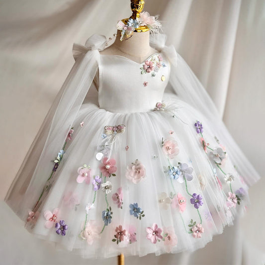 Polyester Satin Young And Little Girls Princess Dress