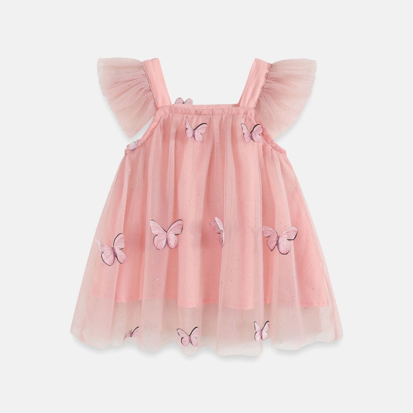 Flounced Sleeve Mesh Children Sling Dress
