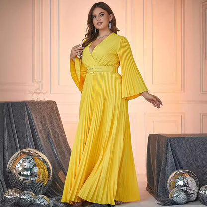 Women's Long-sleeved V-neck Dress