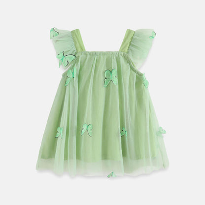 Flounced Sleeve Mesh Children Sling Dress