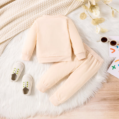 Printed Bear Pullover Sweater Pleated Trousers Sports Suit