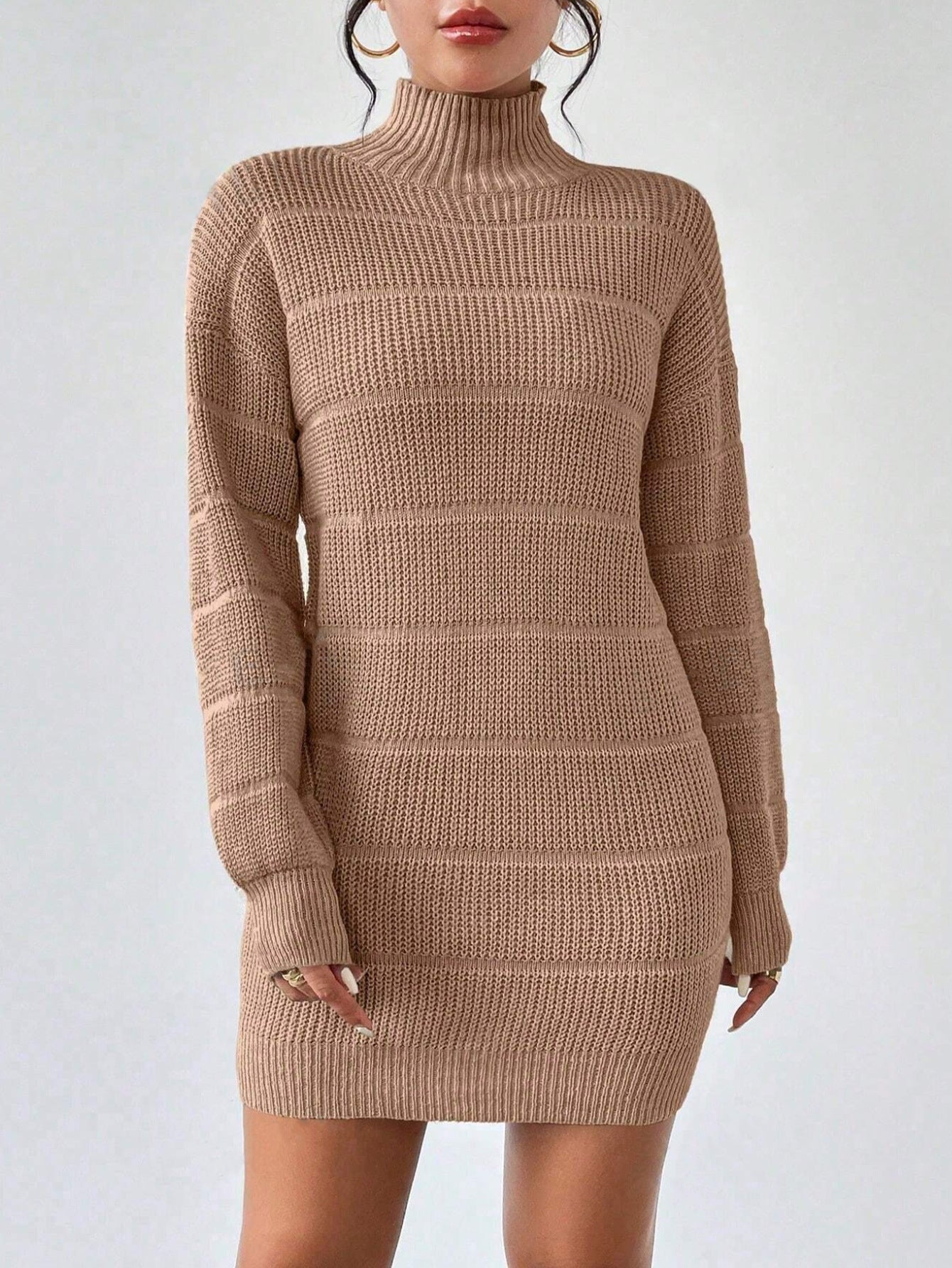 European And American Autumn And Winter Half-high Collar Knitwear Dress