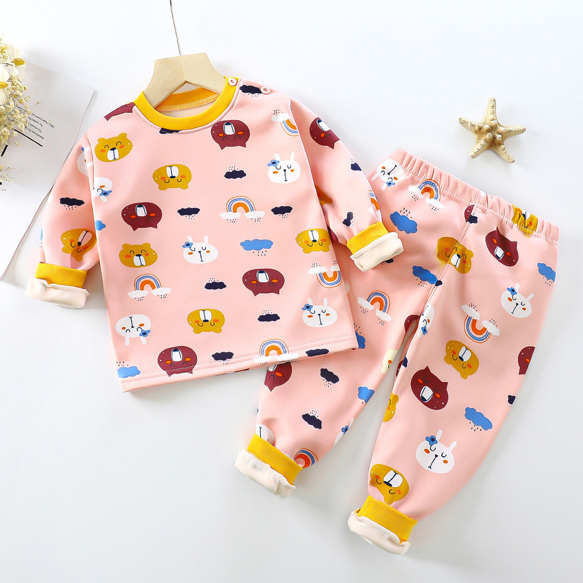 Children Velvet Thermal Underwear Suit