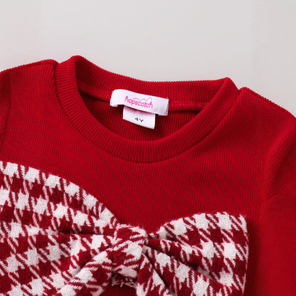 Two-piece Bow Children's Clothing With Long Skirt