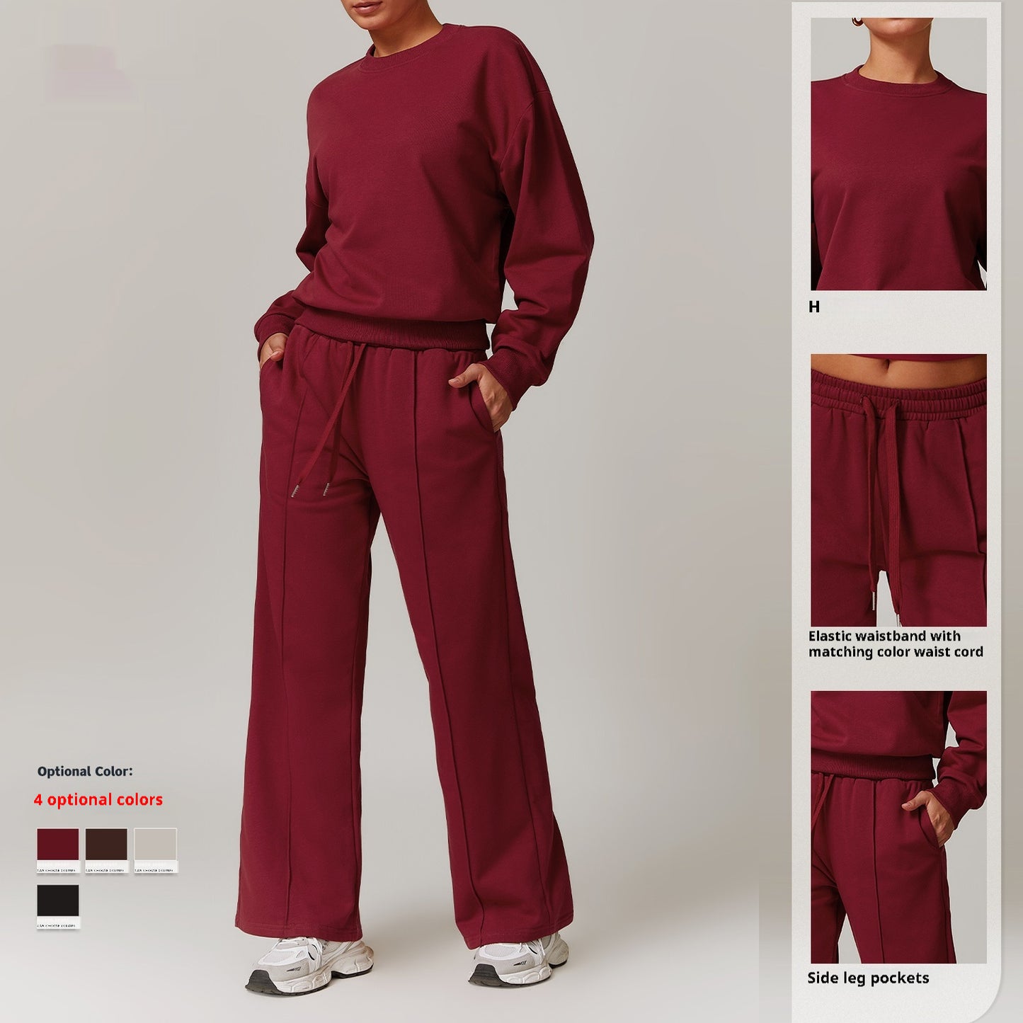 High Waist Wide Leg Slimming Long Sleeve Running Workout Comfort Suit