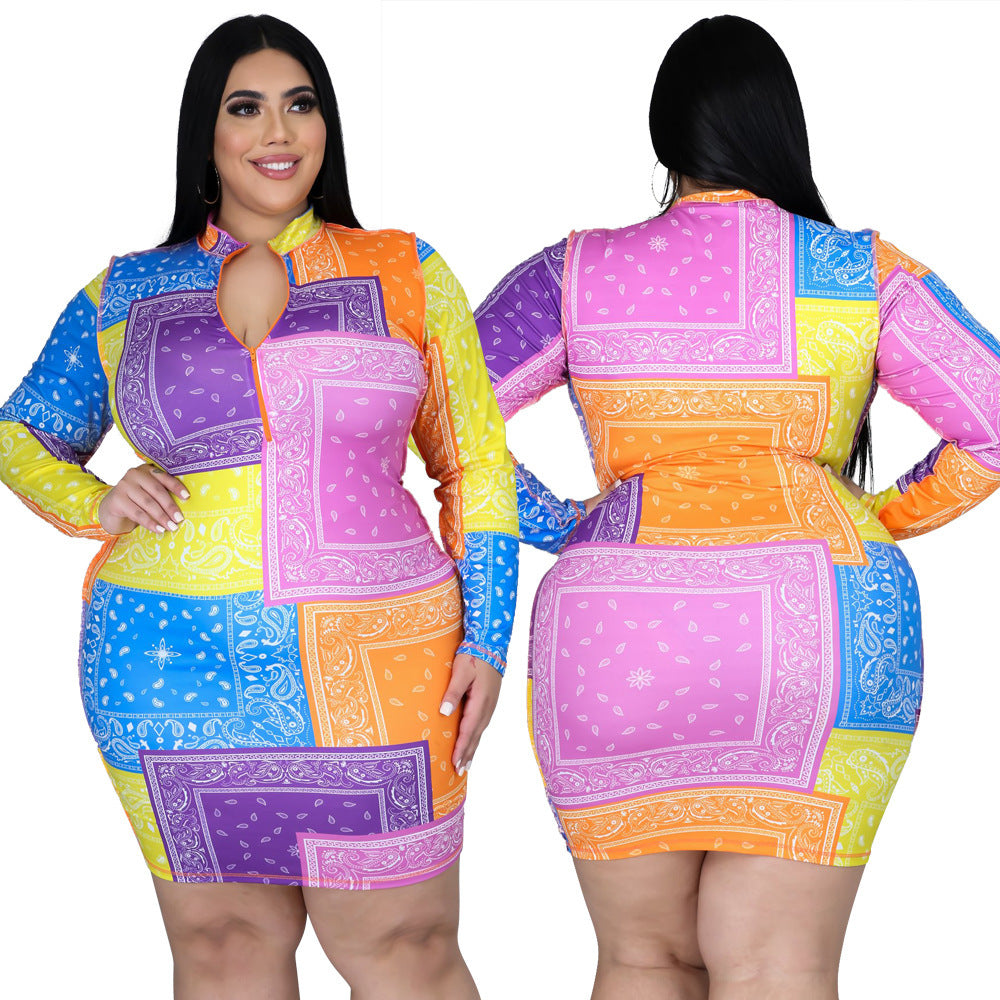 Bag Hip A-line Dress Women Long Sleeves