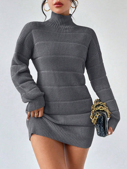 European And American Autumn And Winter Half-high Collar Knitwear Dress